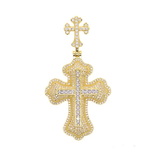 R-FLY Gold Double Cross Necklace