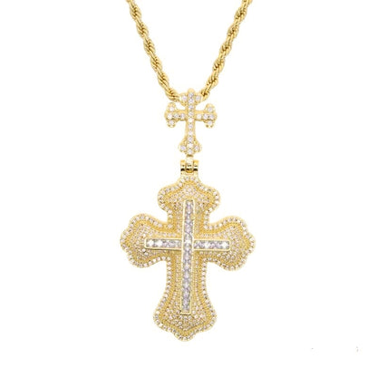 R-FLY Gold Double Cross Necklace