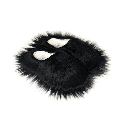BLACK CAT FUR SLIDES