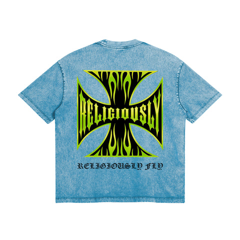 ELECTRIC BLUE IRON CROSS T-SHIRT