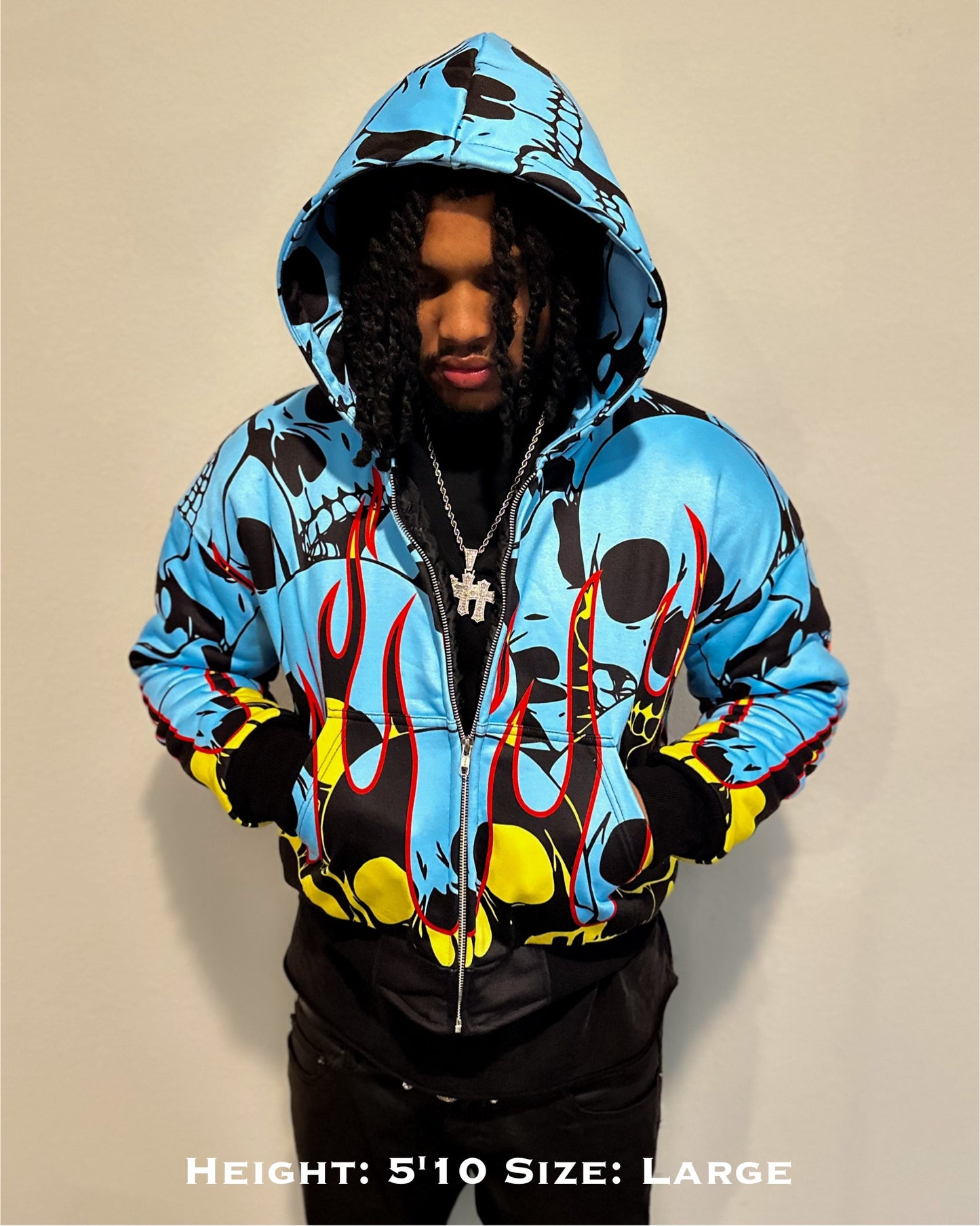 LIGHT BLUE NASCAR CROPPED JACKET