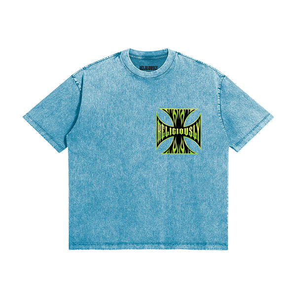 ELECTRIC BLUE IRON CROSS T-SHIRT