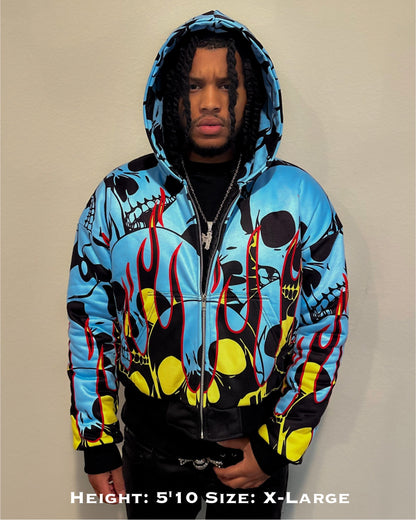 LIGHT BLUE NASCAR CROPPED JACKET