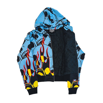 LIGHT BLUE NASCAR CROPPED JACKET