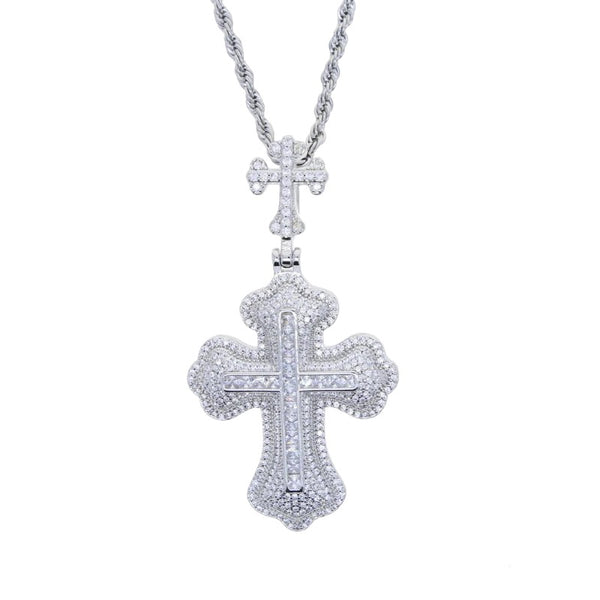 R-FLY Silver Double Cross Necklace