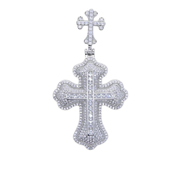 R-FLY Silver Double Cross Necklace