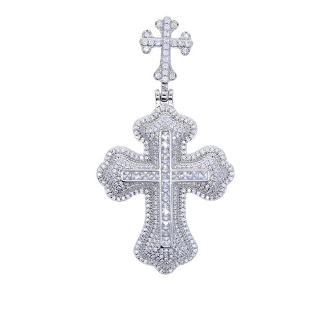 R-FLY Silver Double Cross Necklace