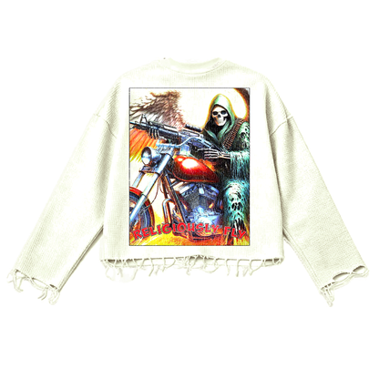 ANGEL OF DEATH WAFFLE KNIT SWEATER