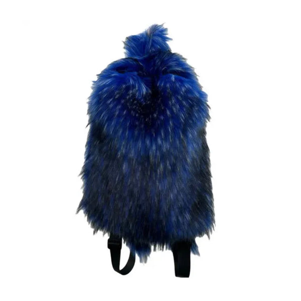 BLUE FUR BACKPACK