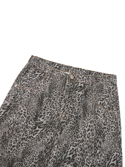 leopard,cheetah,streetwear,wide,leg,pants,jeans,mens,unisex