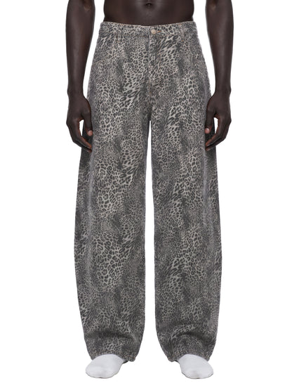 leopard,cheetah,streetwear,wide,leg,pants,jeans,mens,unisex